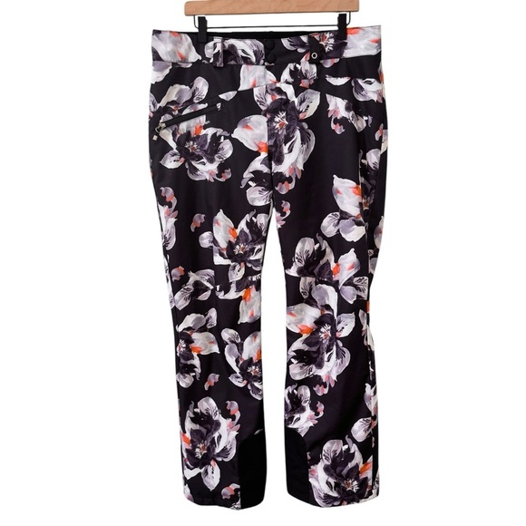 Obermeyer Malta Insulated Snow Ski Snowboard Pants Black Floral Size 12 - Picture 2 of 16